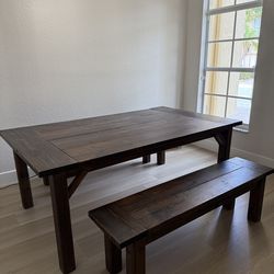 Extendable Dining Table Set with 4 Chairs and 2 Benches