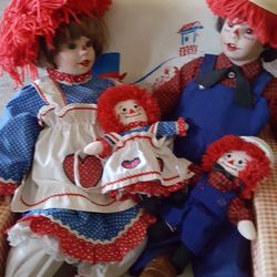 Raggedy Ann and Andy porcelain dolls