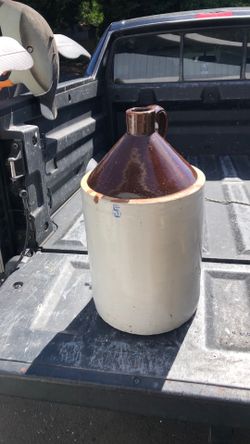 Mid-century Rustic stone crock whiskey jug vintage