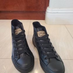Black Faux Leather Sneaker High Top Size 8