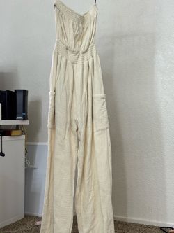 Cream Strapless Wide Leg Jumpsuit/Romper