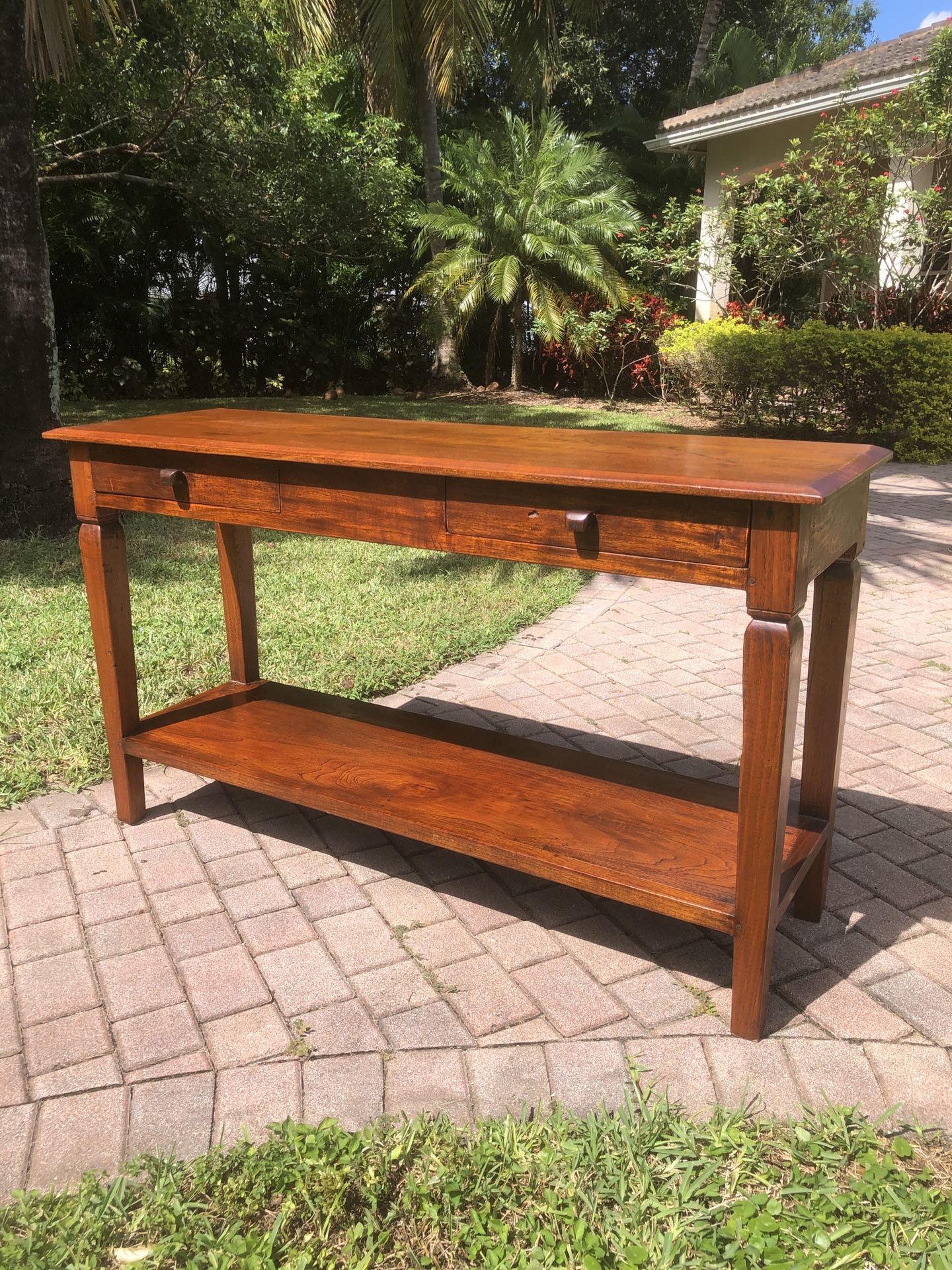 Antique Rustic Wooden Amish Foyer / Console Table - 2 Drawers / Excellent
