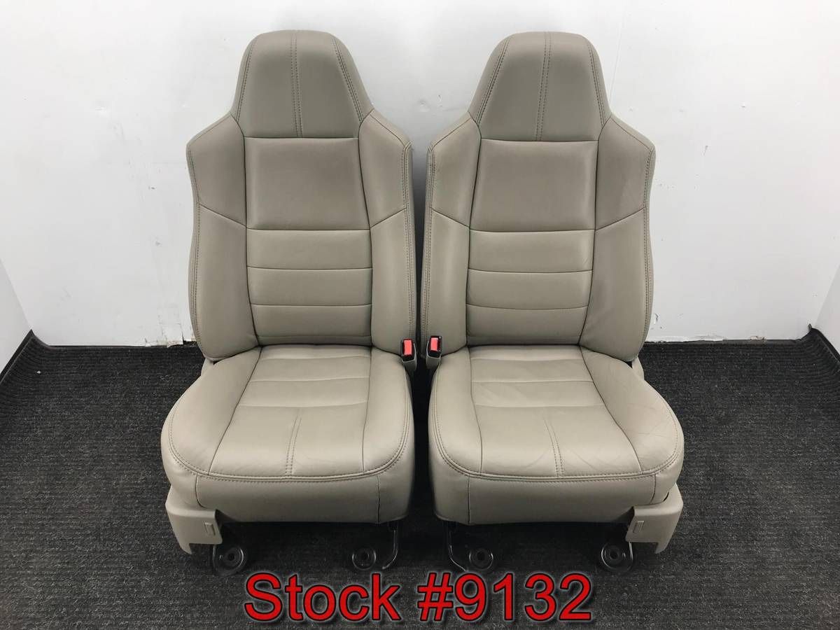 Gray Leather Front Bucket Seats For A 2008 Through 2011 Ford F250 F350 Stock #9132