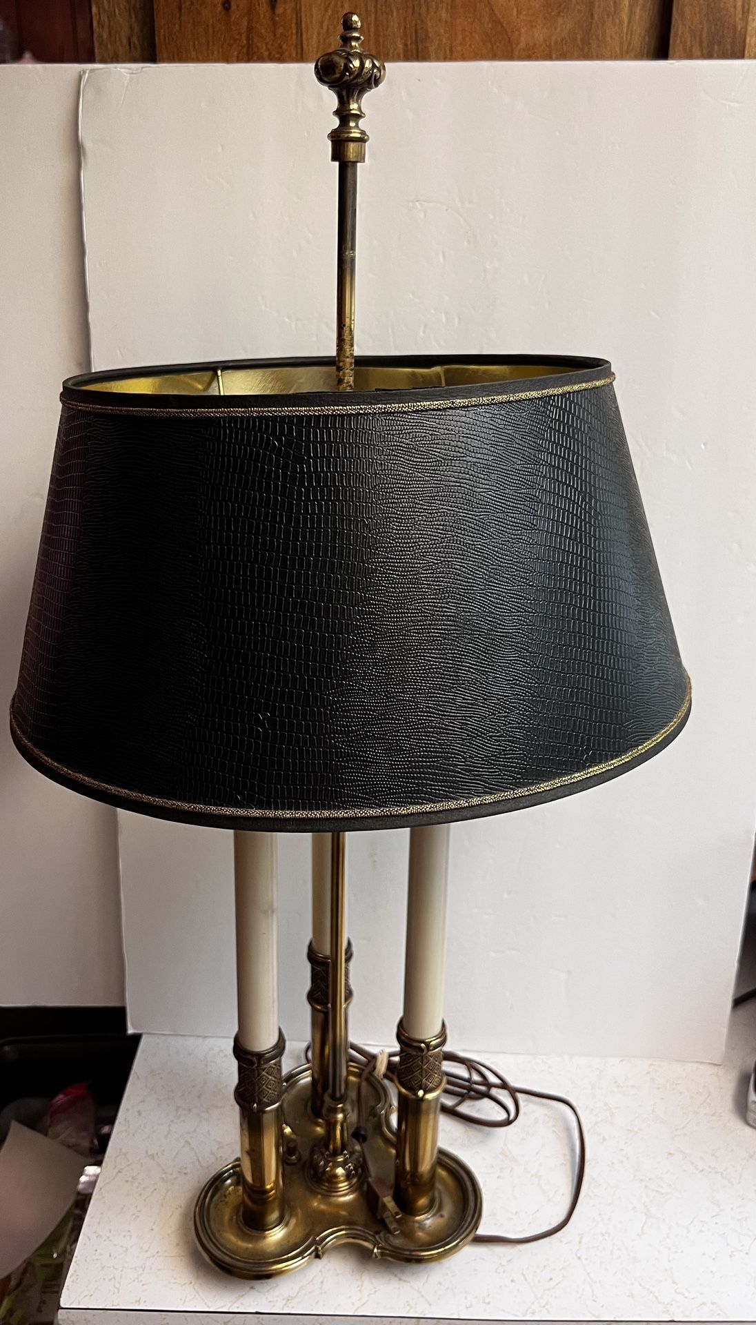 Vintage STIFFEL Brass Bouillotte Candlestick Lamp Model 7145