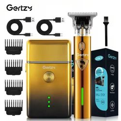 GERTZY Men's Professional Beard Trimmer, Professional Hair Clipper, Beard Razor, Portable USB Charging, Hair/Beard Cutting Set with Built-in Comb, Hol