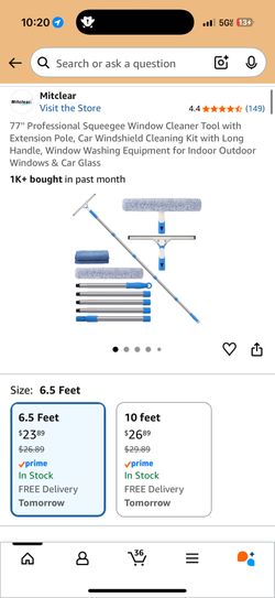 77” Window Cleaning Kit with Extension Pole