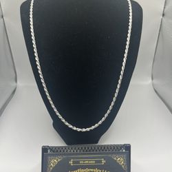 Solid 925 Italian Silver 3.4mm 20” Rope Chain