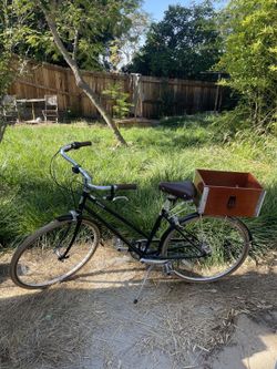 Brooklyn Bicycle Co. Willow 3-Speed Step-Through Bike (S/M) with Wooden Crate, Pannier and Lock