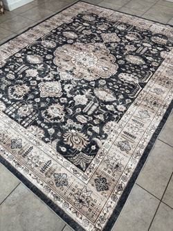 Large Dark Floral Persian-Style Area Rug - 8x10 feet - G113