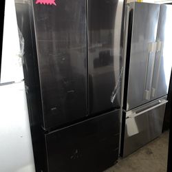 Samsung Black Stainless Steel French Door Refrigerator 33 Inch Refrigerator 85