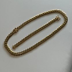 New 18k Yellow Gold Filled Cuban Link Chain And Bracelet Set 