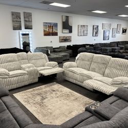 2 Pc Alloy Corduroy Sofa & Loveseat Reclining Set- EZ $10 Down Payment Options Available 