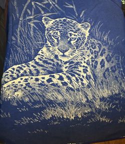 VINTAGE Heavy Duty TIGER BLANKET BLUE/CREAM In Color-REVERSIBLE