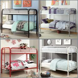Twin Twin Size Metal Bunkbed W Orthopedic Mattress