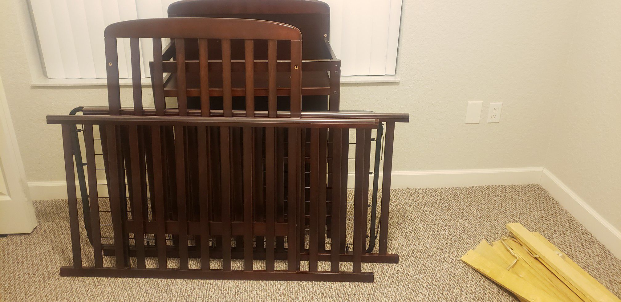 Changing table and crib