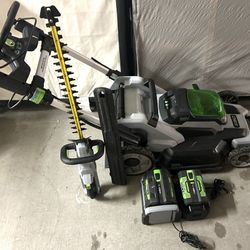 EGO Power Lawn Mower  & Hedge Trimmer + Battery/chargers