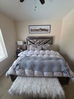 King Bed_ mattress and frame with foot stool
