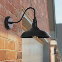 Black Gooseneck Barn Light for Farmhouse 10 Inch Dome Exterior Lights