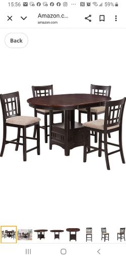 Round Table Expandable Dark Wood Bar Height