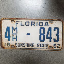 Florida 1962 Vintage License Plate