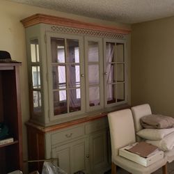 Solid Wood China Cabinet - Lighted , Painted 