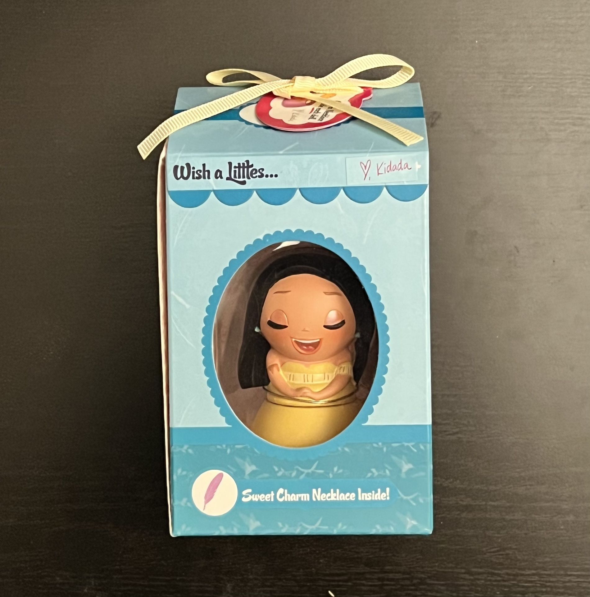 New Disney Kidada Wish A Littles Pocahontas Figurine with Gold plated Charm Necklace