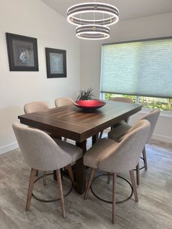 Brand New Counter -Height Dining Table + 6 Swivel Stools