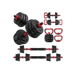 Adjustable Dumbbells, 10/25/35/55/70/90lbs Free Weight Set with Connector, 4 in1 Dumbbells Set Used as Barbell, Kettlebells, Push up Stand, Fitness Ex