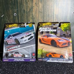 Hot Wheels Classic Nissan Skyline GT-R (32)Pandem. Fast & Furious 2021 Toyota GR Supra.