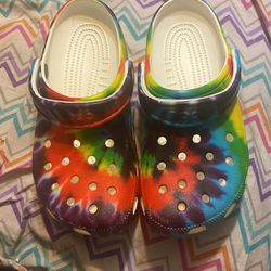Kids tie-dye crocs