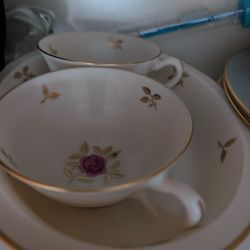 Fine China / Porcelain Dishes With Gold Trim