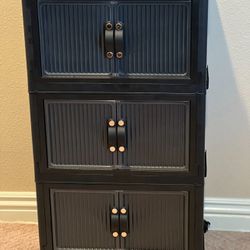 Stackable Storage Bins With Lids 50Qt/12Gal (3 Tier Black)