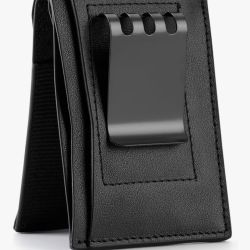 Leather money clip bifold wallet