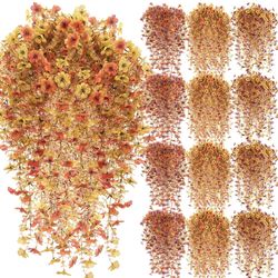 36 Pack Artificial Hanging Flowers Plants for Outdoors, 30 Inch UV Resistant Fake Plastic Faux Plant