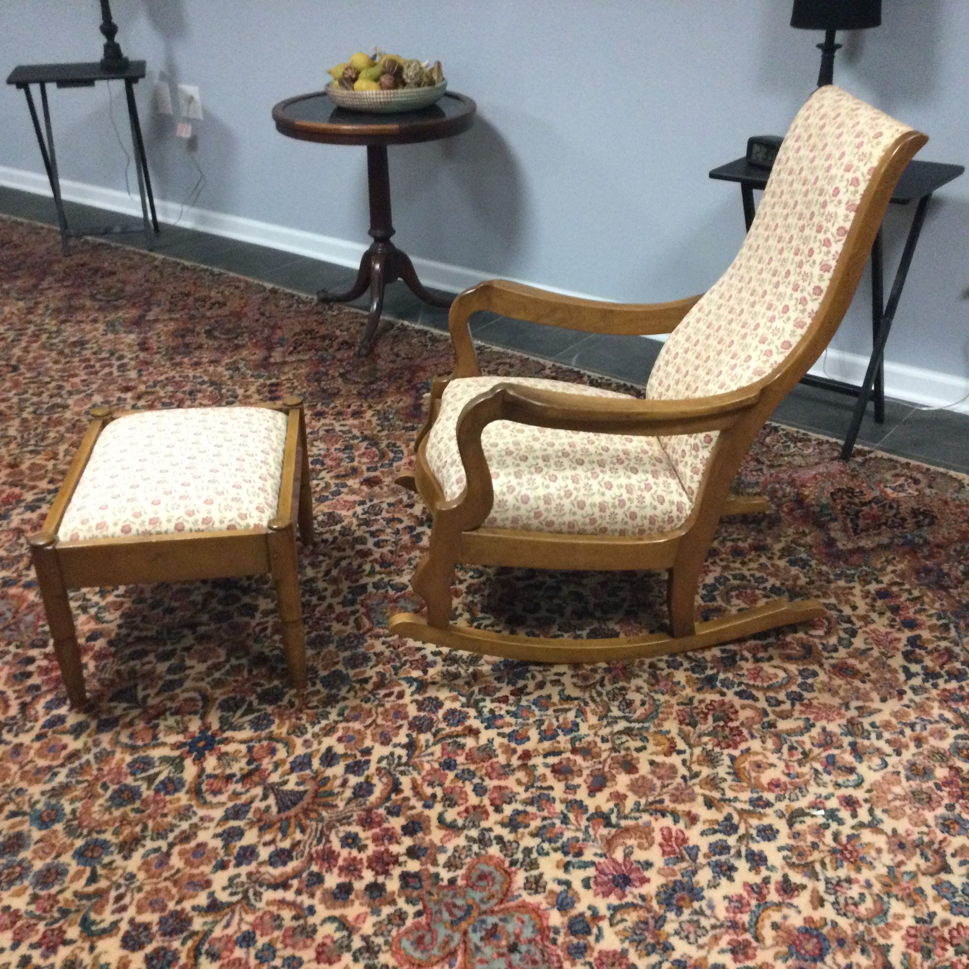 Stickley Upholstered Rocker with Matching Footstool 