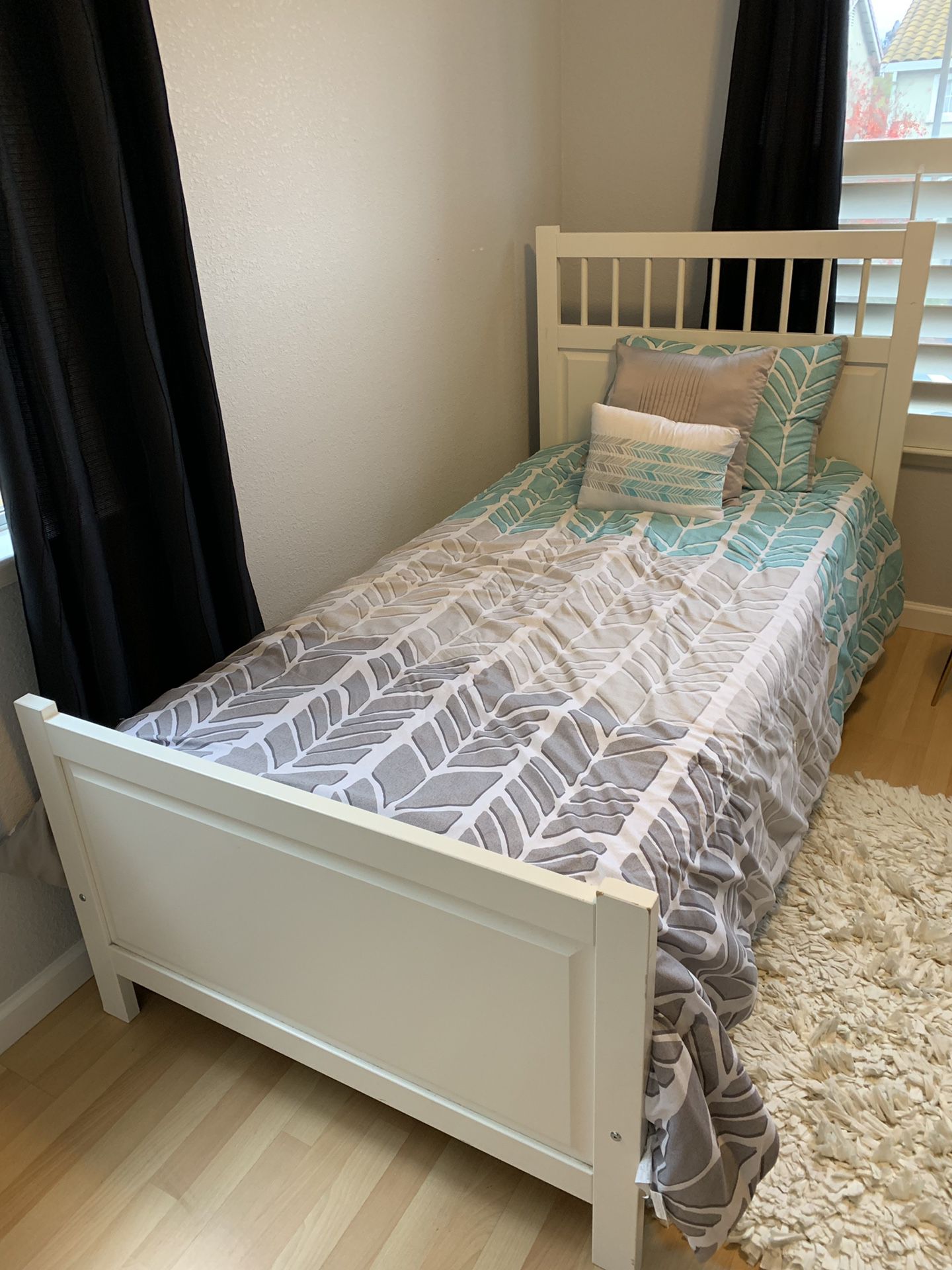Twin Bed frame, mattress and box spring