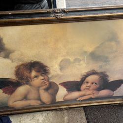 Huge Gorgeous Print Of Raphael “ The Cherubs” 
