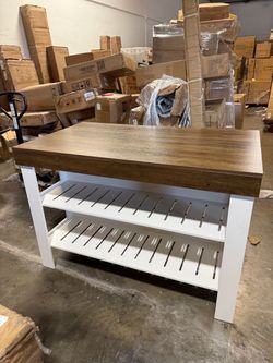 Tribesigns 55" Kitchen Island with Seating and Storage, 3-Tier, Modern Wood Stationary Island Table with Large Worktop & Legroom, Heavy Duty, Coffee B