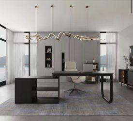 Black Extendable Office Desk with Drawers