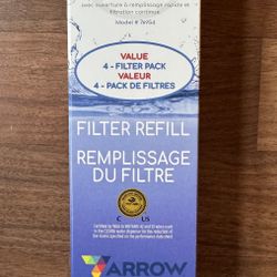 Arrow Cleara Filter Refill New 4- Filter Pack Made in USA BPA Free