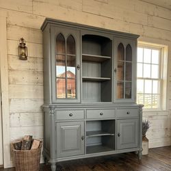 2pc Vintage Wood  Coffee Bar : Buffet : China Hutch - delivery available