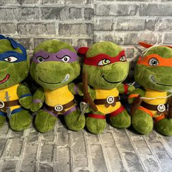 4 Teenage Mutant Ninja Turtles Plush Leonardo Donatello Raphael Michaelangelo 2D