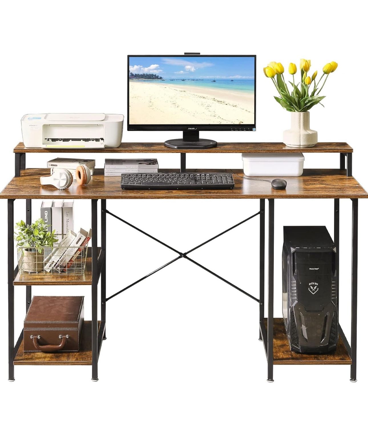Rustic Brown 55in Desk Like New Condition