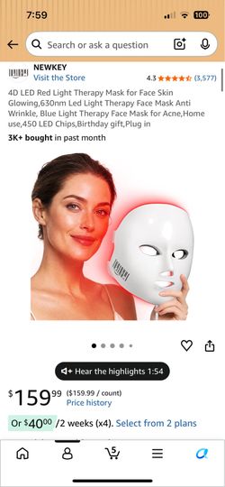 Newkey 4D LED red light therapy face mask