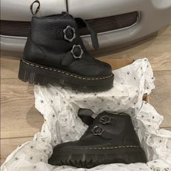 Dr. Martin Black Ankle Boots with Buckle Detail