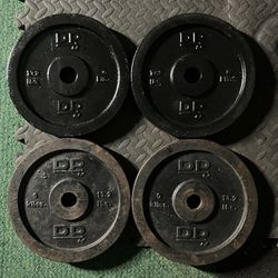 13.2 lb x4 Standard 1" weight plates weights plate lb lbs Cast Iron 52.8lbs Total for Dumbbell Dumbbells Barbell bar