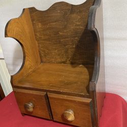 Vintage Child's Wood Bench With Storage Drawers Base or cookbook, recipe card holder