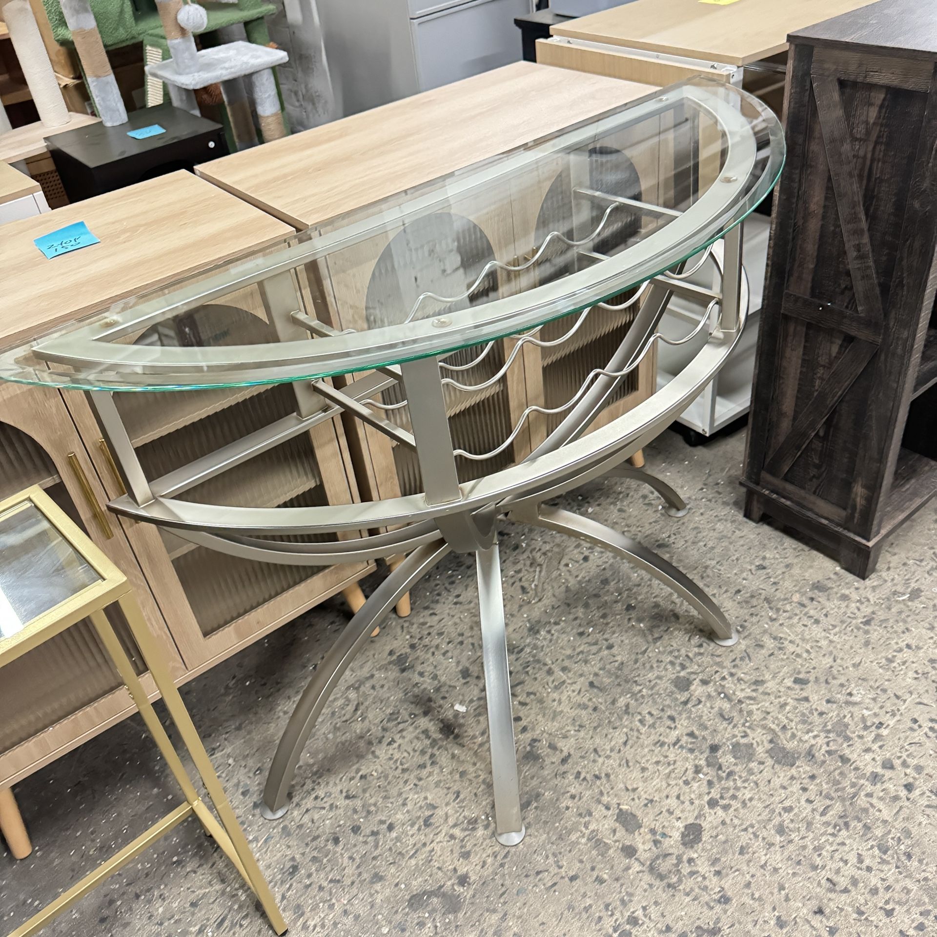 (Used) Modern Half Moon Table With Wine Bottle Holder Insert