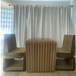 Rare MCM Bistro Set - Corrugated Cardboard and Copper Finish