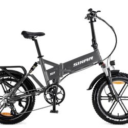 Sinar S7 Electric Bike for Adults, ebike with 750W Motor 48V 15AH Cells Removable high-end Battery,20" Folding Fat Tire ebike with Full Suspension 8-S